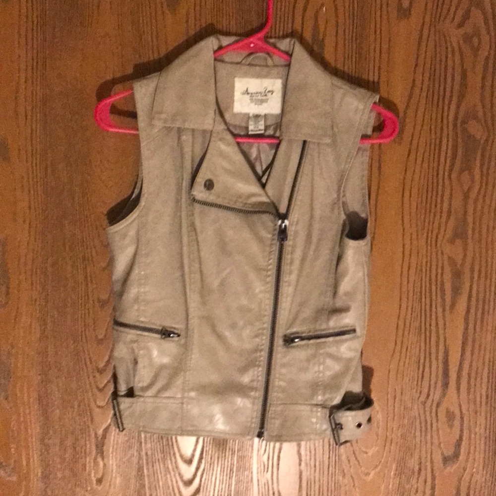 tan leather vest by american rag